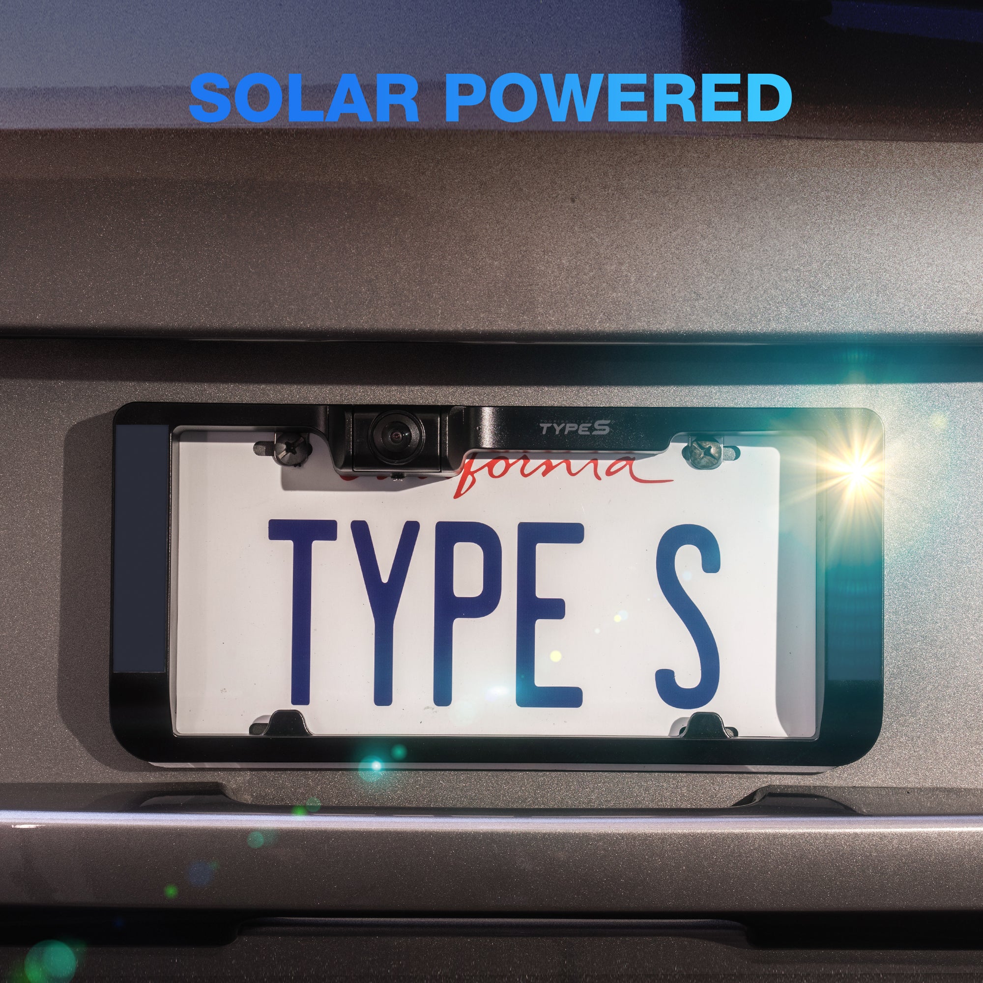 TYPE S Solar Powered Portable License Plate Frame Backup Camera with HD monitor built into rear-view mirror. Smart Wireless Button Control - Image 3