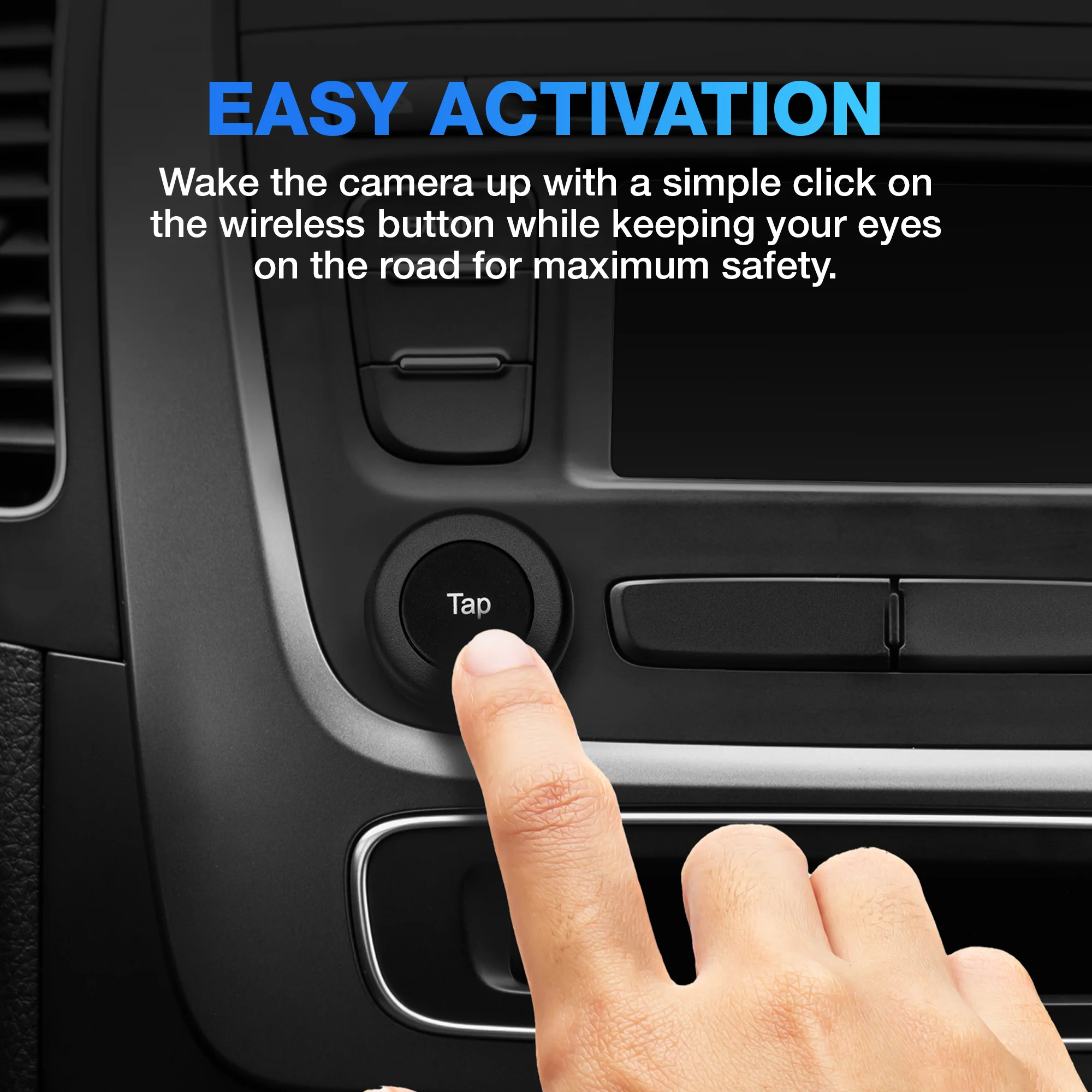 TYPE S Solar Powered Portable License Plate Frame Backup Camera with HD monitor built into rear-view mirror. Smart Wireless Button Control - Image 5